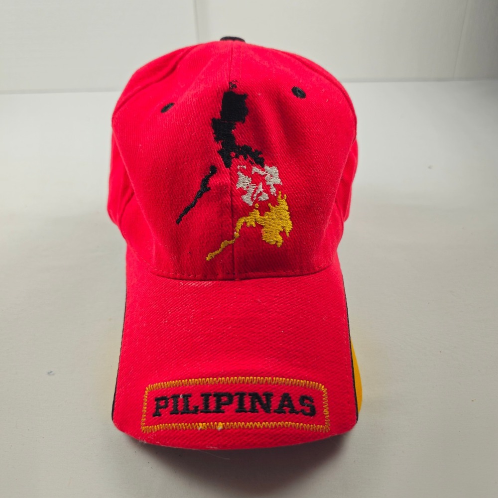 Filipinas Philippines Adjustable Baseball Cap Hat Red Black Yellow Embroidered